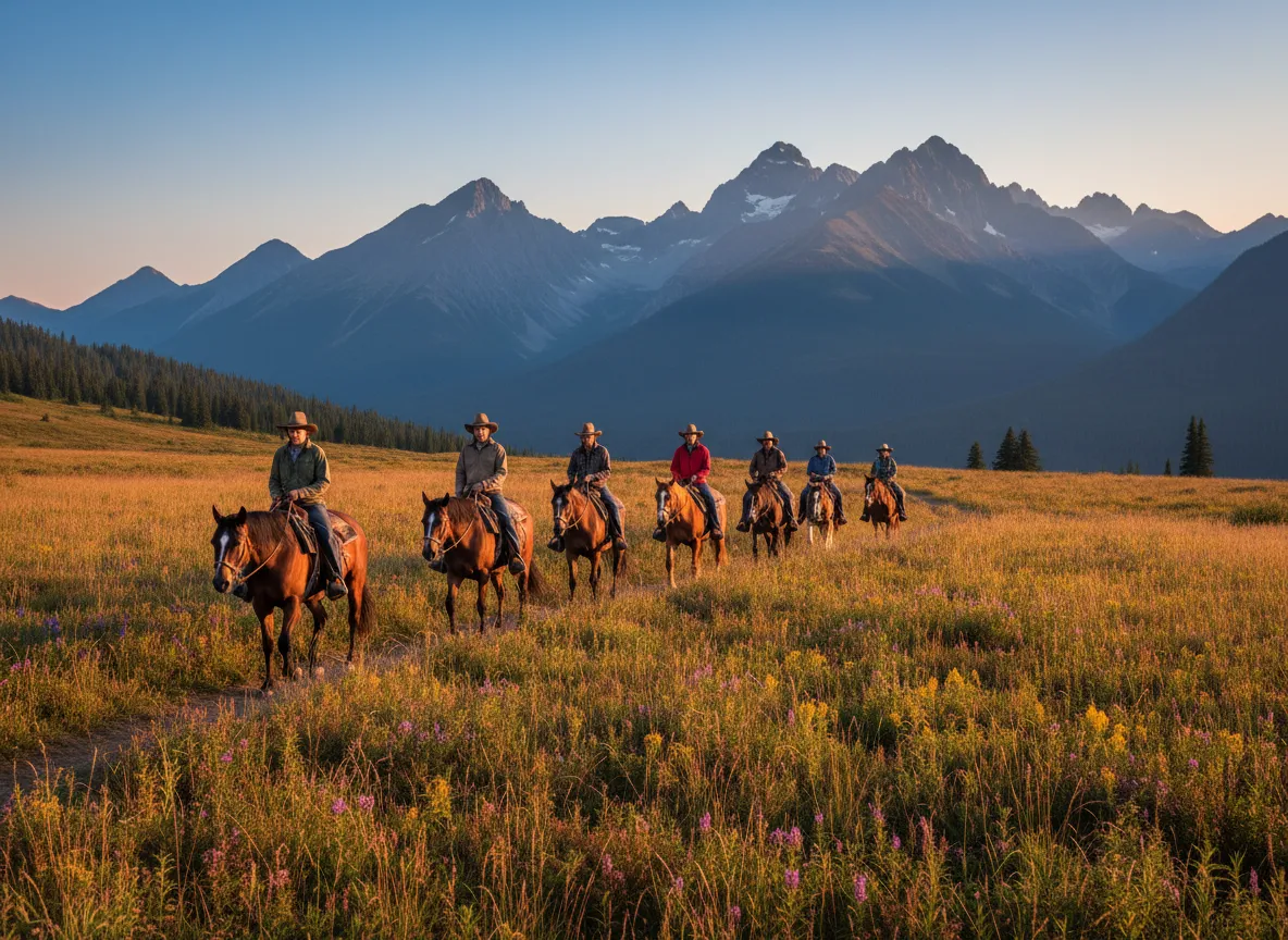 Horseback riding through mountain trails